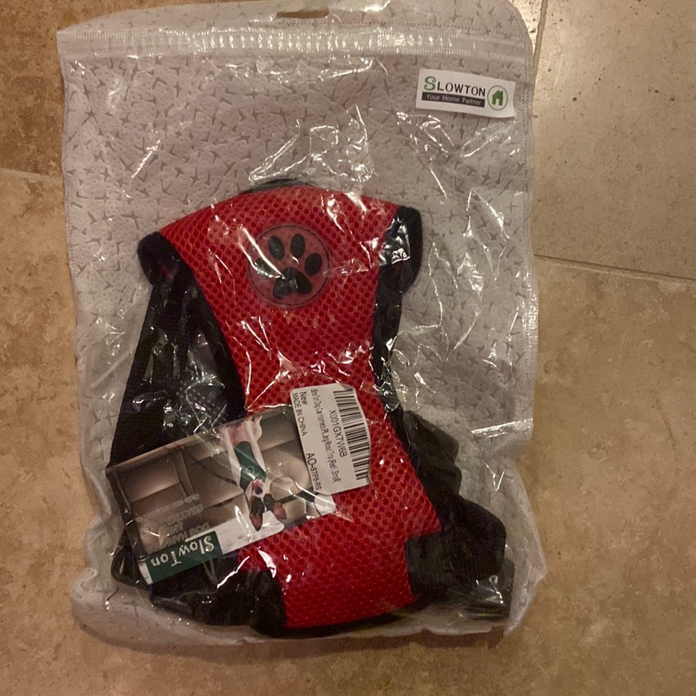 Small red dog harness